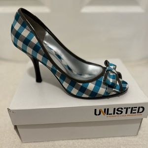 SALE!! New in Box! Unlisted by Kenneth Cole Plaid Peep Toe Heels